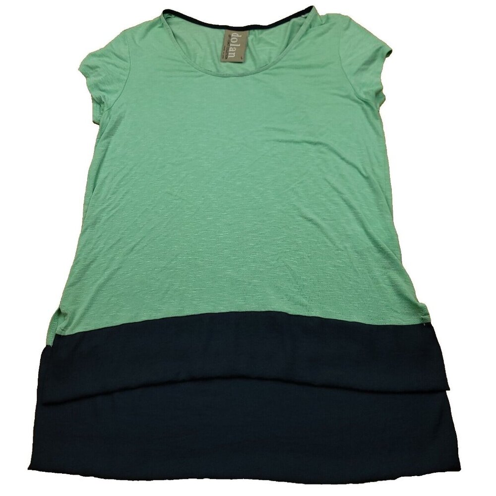 Anthropologie‎ Dolan Womens L Shirt Blue Green Color Block Tunic Top High-Low